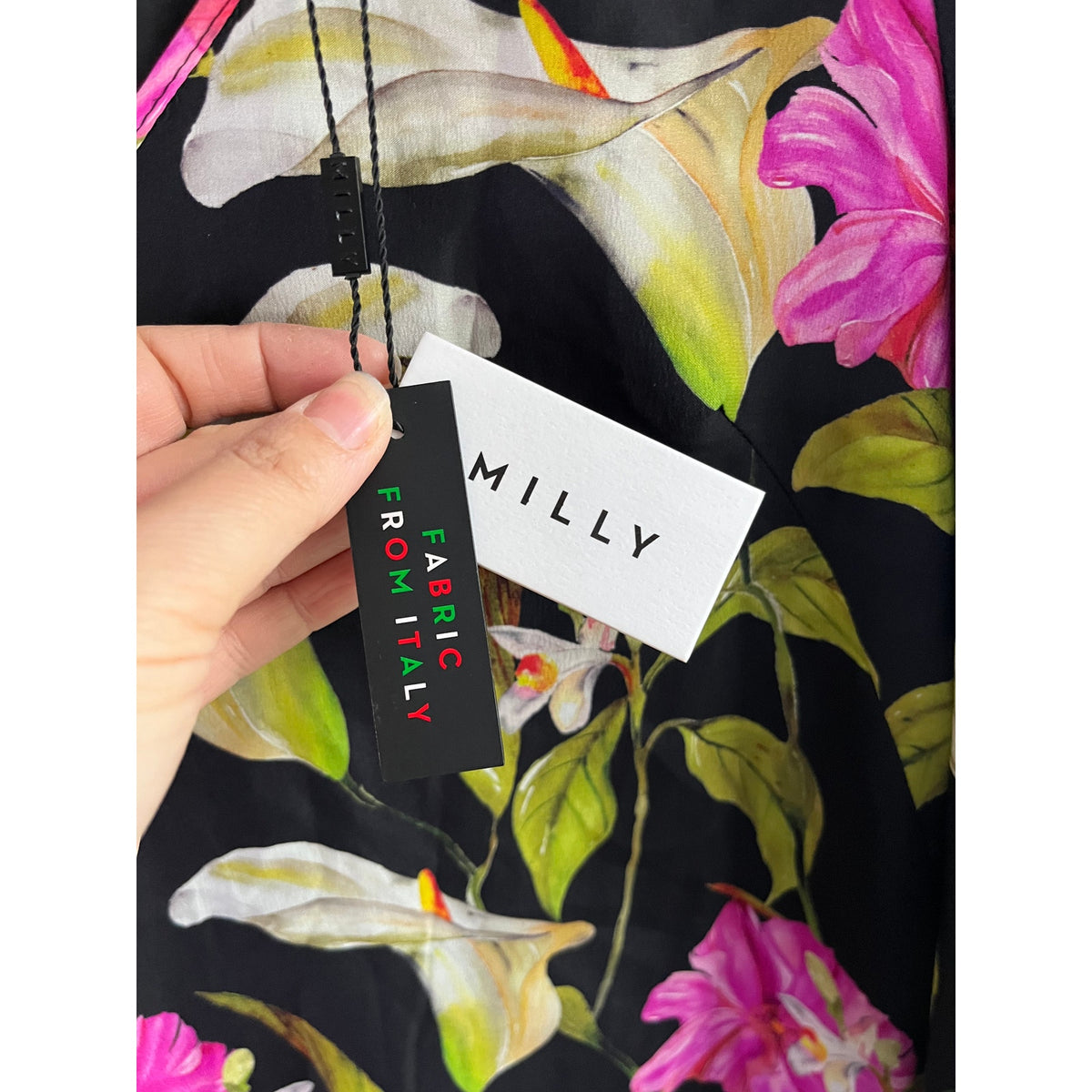 NWT Milly Nicole Silk Bell Sleeve Shift Dress 4 - Calla Lily Painterly Print ✨