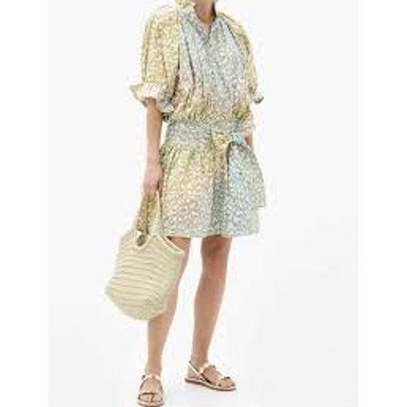 Juliet Dunn, London Dress, Boho  gold ruffle sleeves, Size 1