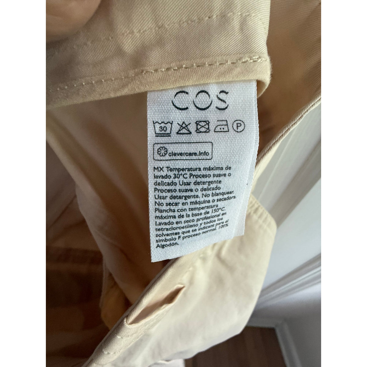 COS Cream Beige High Waisted Cotton Tapered Chino Pants Size 2 | EUC Tailored