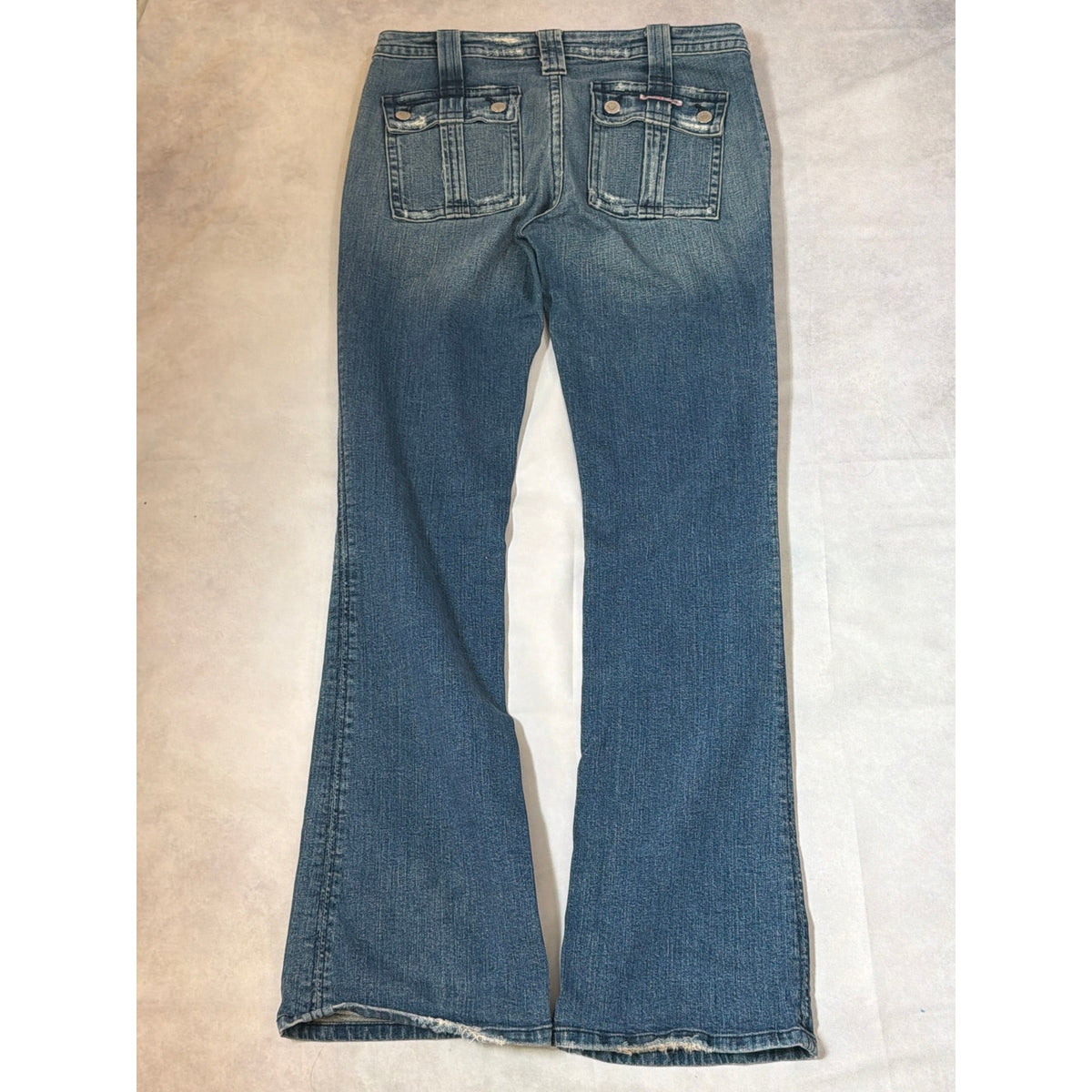 Hudson Jeans Made in USA Distressed Mid Rise Bootcut Flare Jeans Blue Size 31