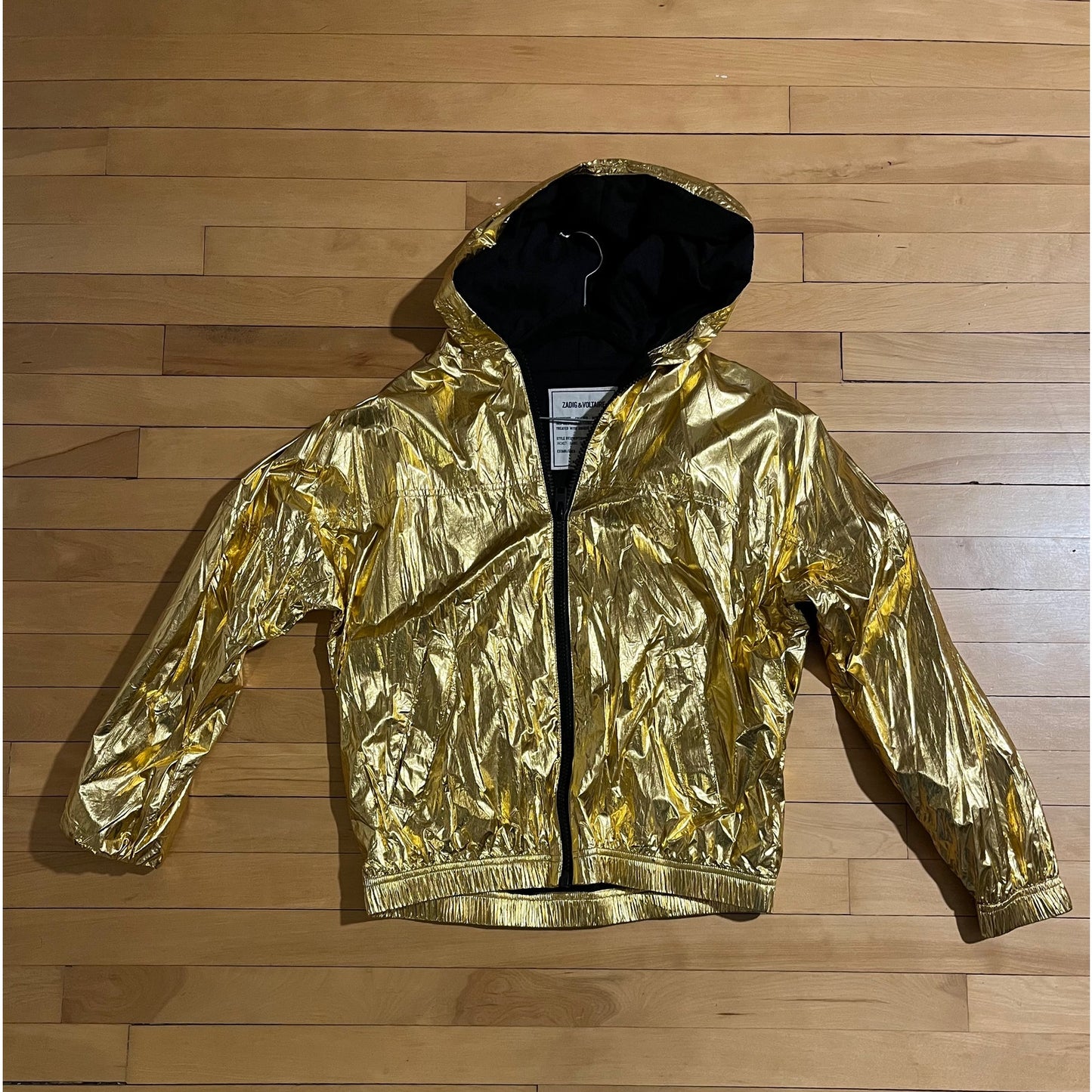Zadig and Voltaire Metallic Gold Zip  Hoodie Jacket - Small