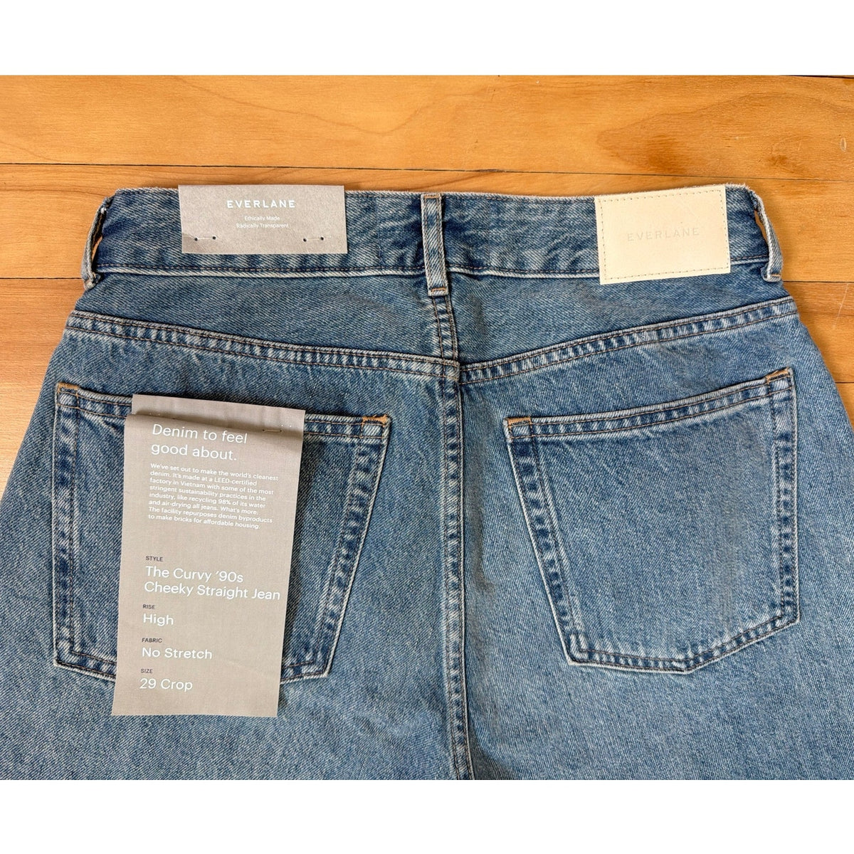Everlane The Curvy 90s Cheeky Straight Jean Vintage Mid-Blue 29 NWT