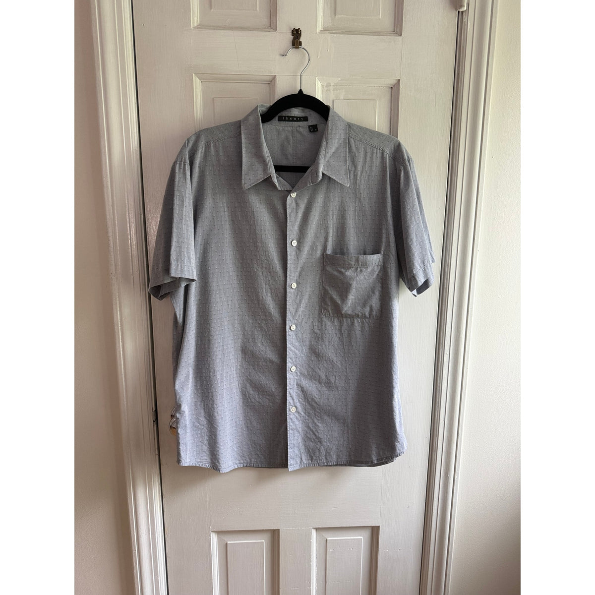 Theory Men’s Short Sleeve Button Down Shirt Size XL Gray