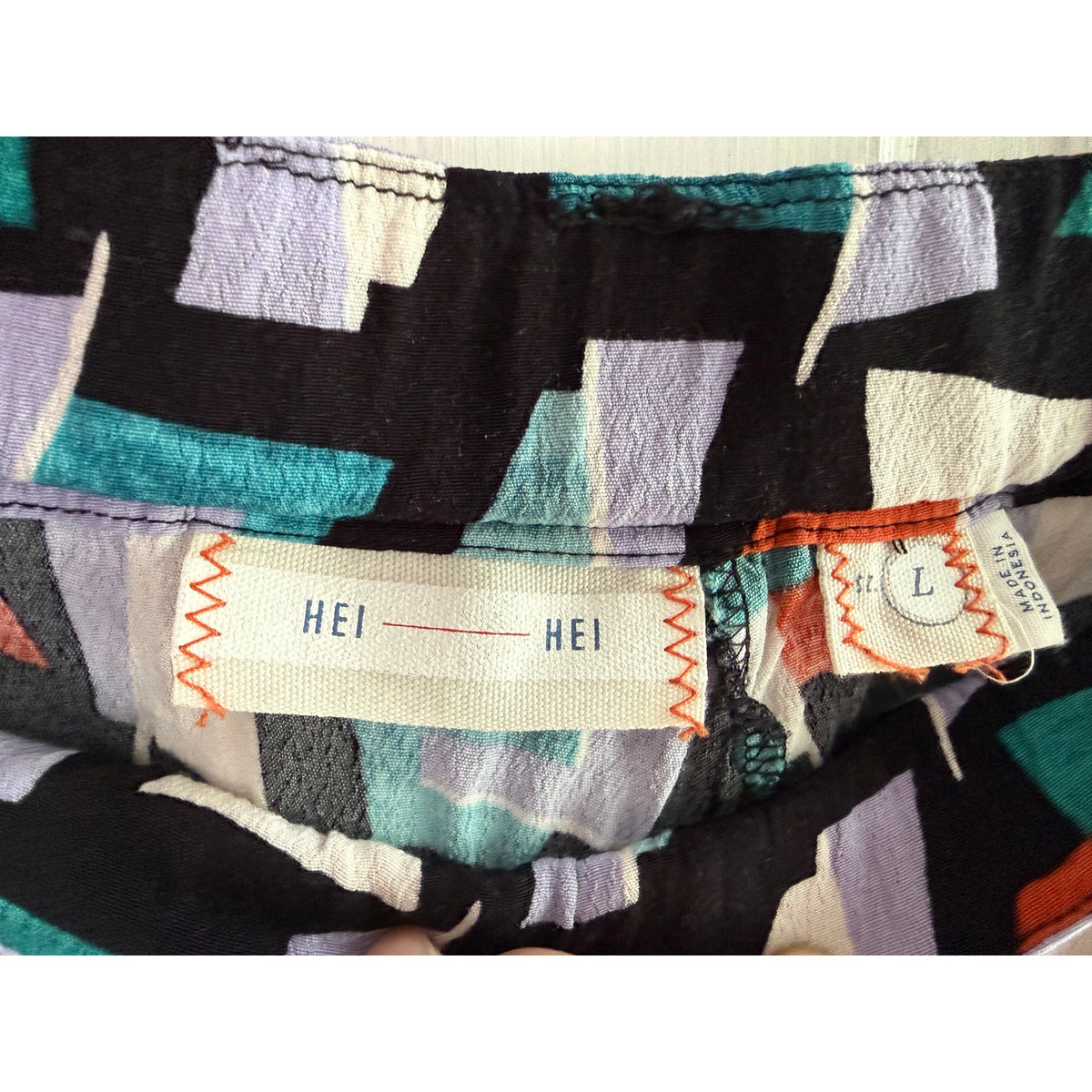 Anthropologie Hei Hei Ginza Geometric Retro Pull On Pants Large EUC