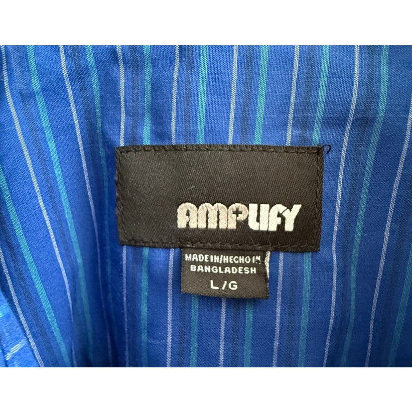 Amplify Men's Blue Striped Short Sleeve Button Down Shirt Size Lg