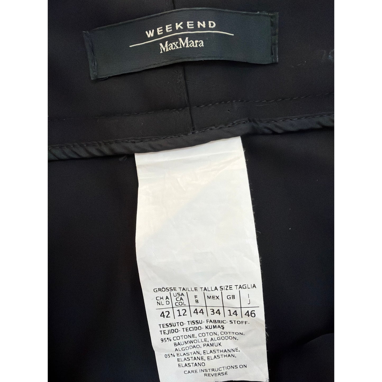 Weekend Max Mara Slim Cigarette Fit Stretch Black Trousers Size 12 EUC