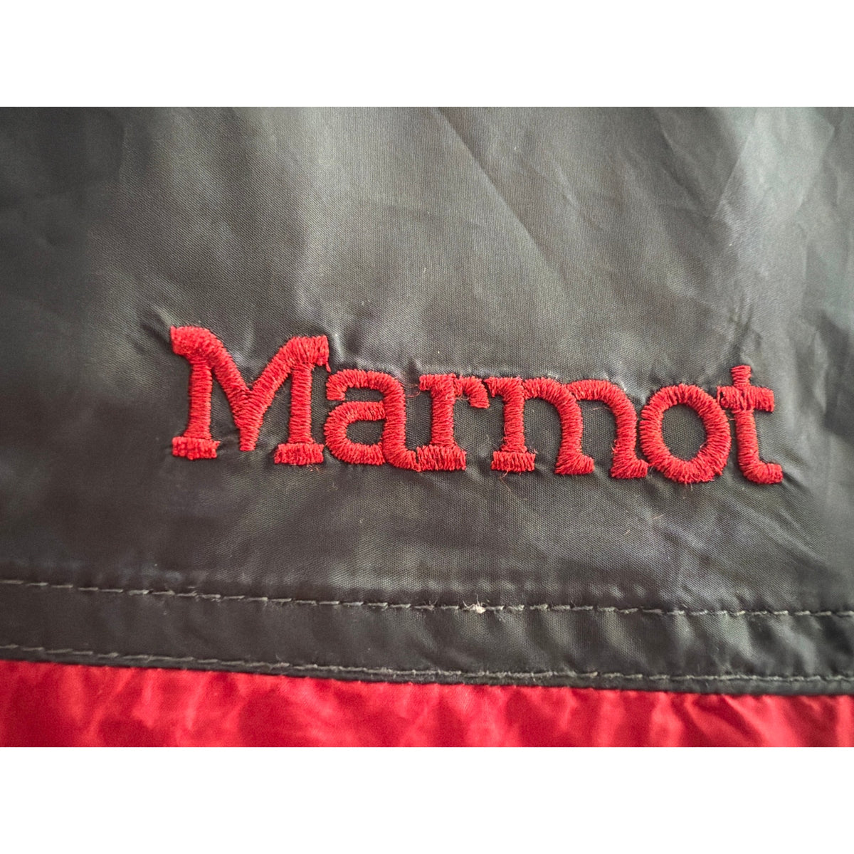 Marmot Red & Black Colorblock Trail Windbreaker Hooded Jacket M
