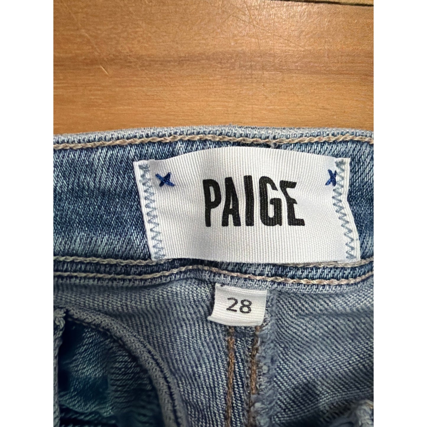 Paige Size 28 Claudine Taper Leg Light Wash Mid Rise Jean