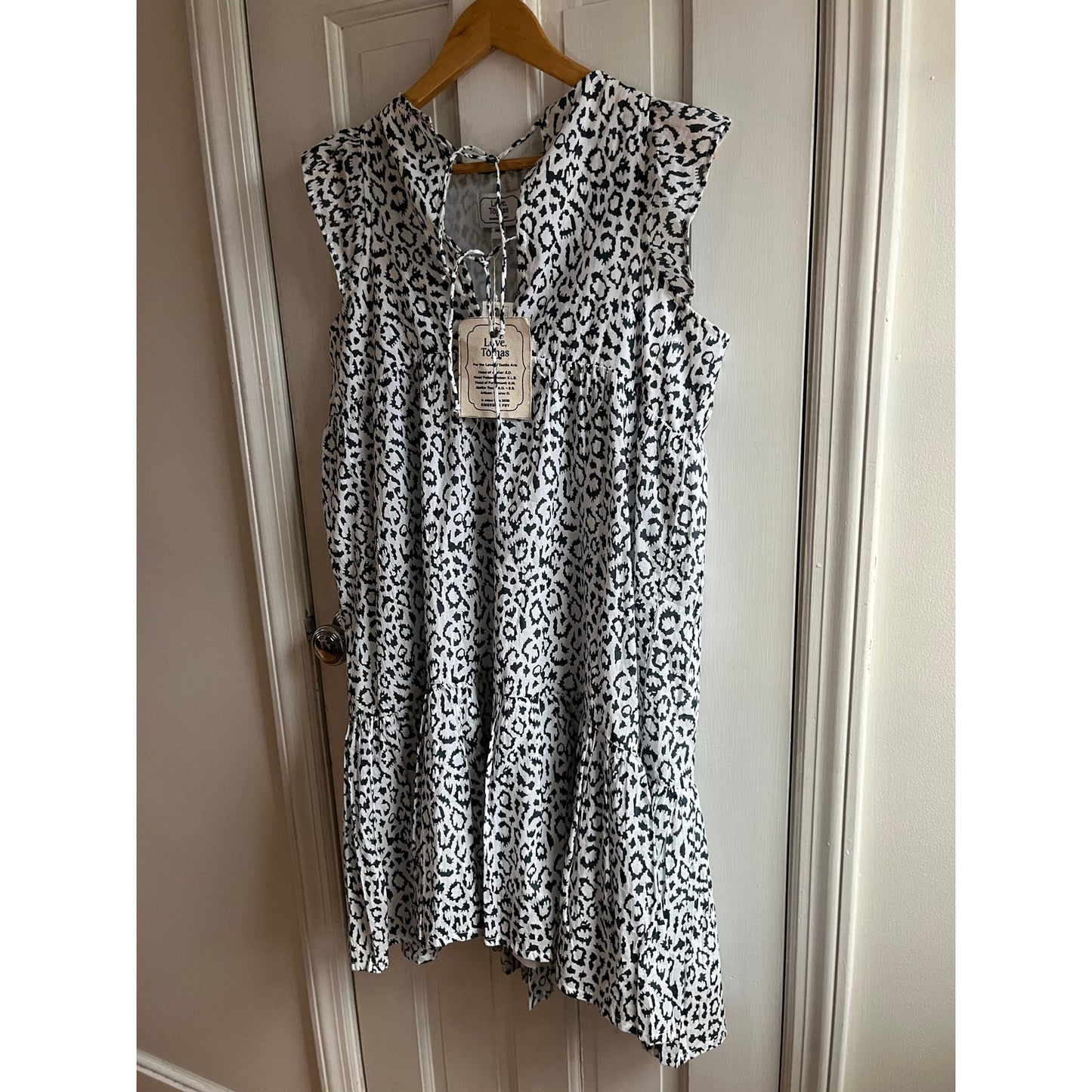 Love Tomas Emerson Fry Angel Dress Organic Cotton Hand Block Print M/L NWT