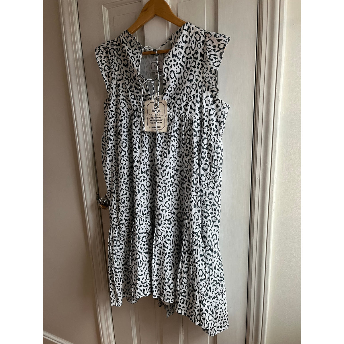 Love Tomas Emerson Fry Angel Dress Organic Cotton Hand Block Print M/L NWT