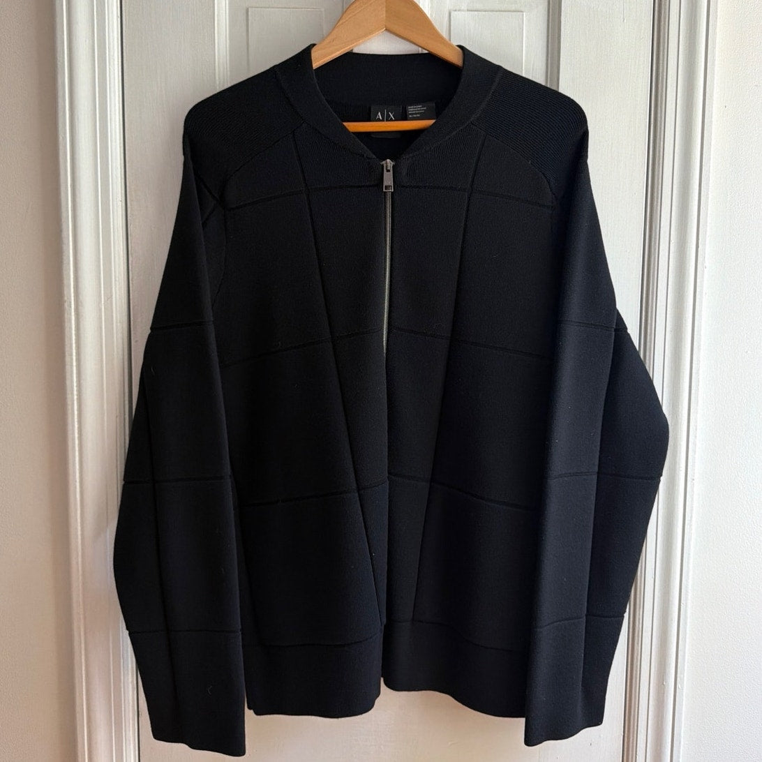 A|X Armani Exchange Grid Knit Zip Cardigan Sweater XL