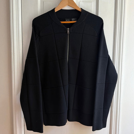 A|X Armani Exchange Grid Knit Zip Cardigan Sweater XL