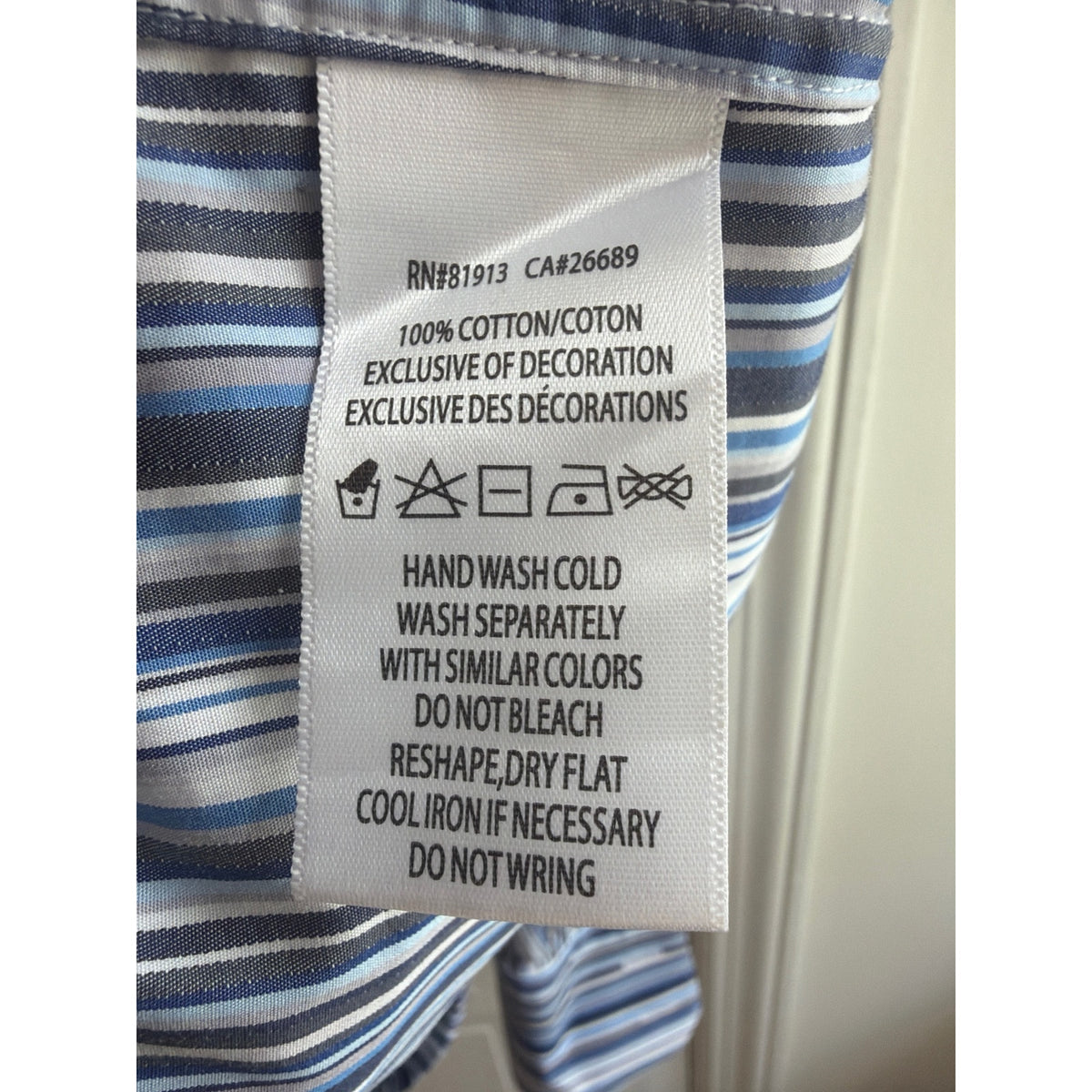 Robert Graham Classic Fit Blue Striped Long Sleeve Button-Down Shirt, Size Large 