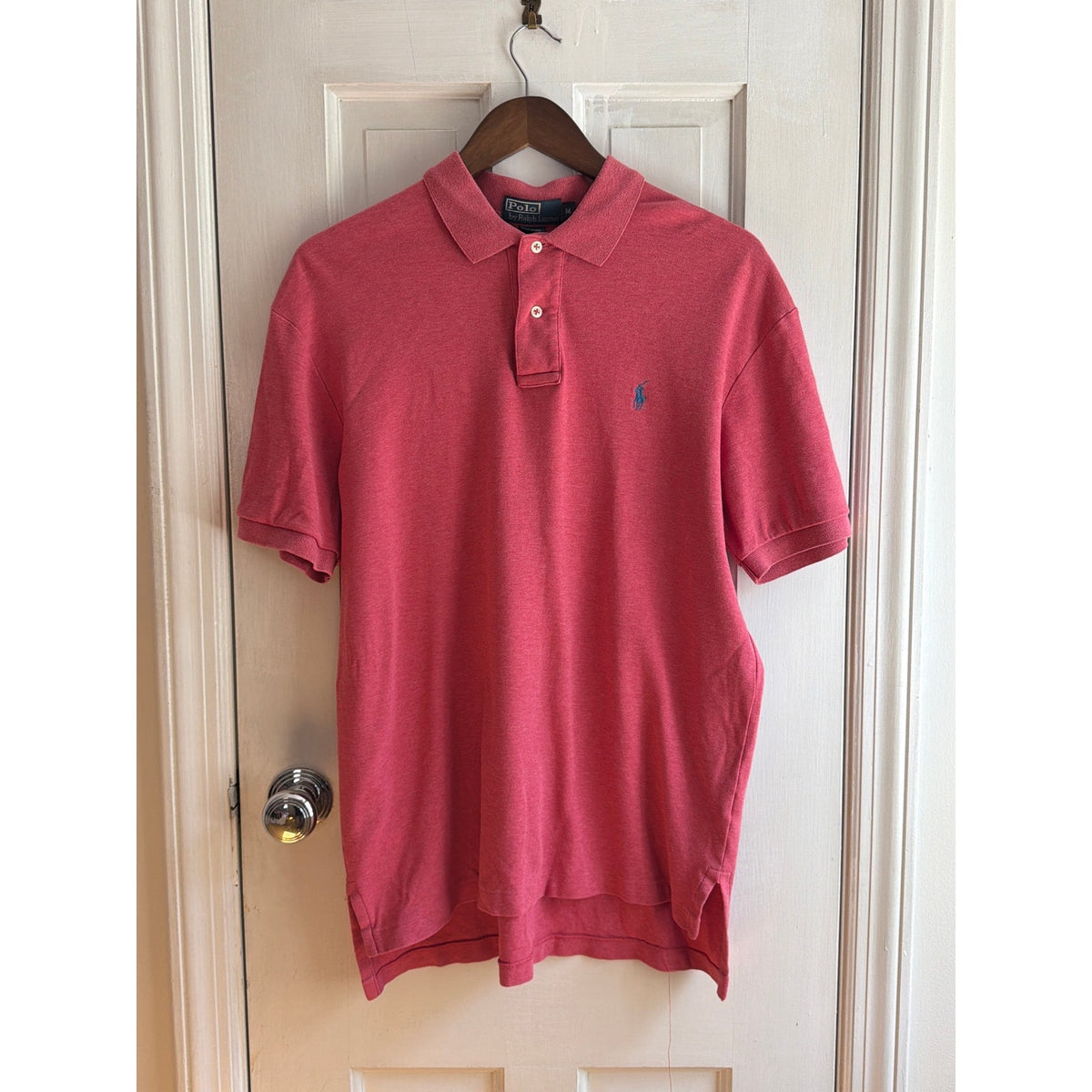Polo Ralph Lauren Red Polo Shirt Men's Medium Blue Pony