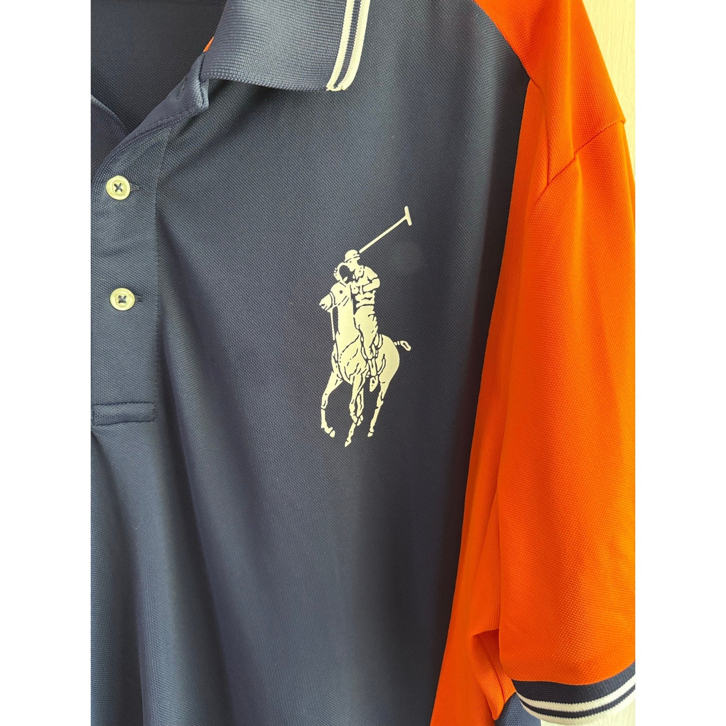 Ralph Lauren Performance Polo Blue/Orange, Large Logo XL