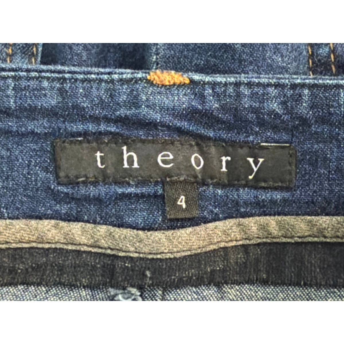 Theory Pants Womens 4 Blue Denim Wide Leg Trouser Low Rise Flap Pocket Crop EUC