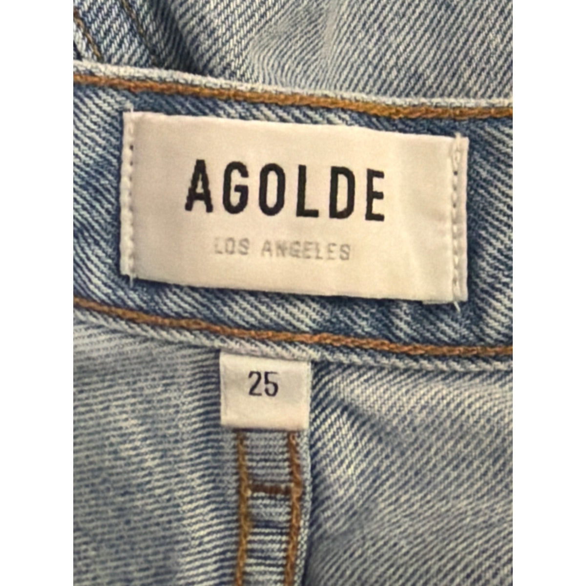 AGOLDE Straight Leg Button Fly Jeans Women’s Size 29 Distressed Hem Blue Denim