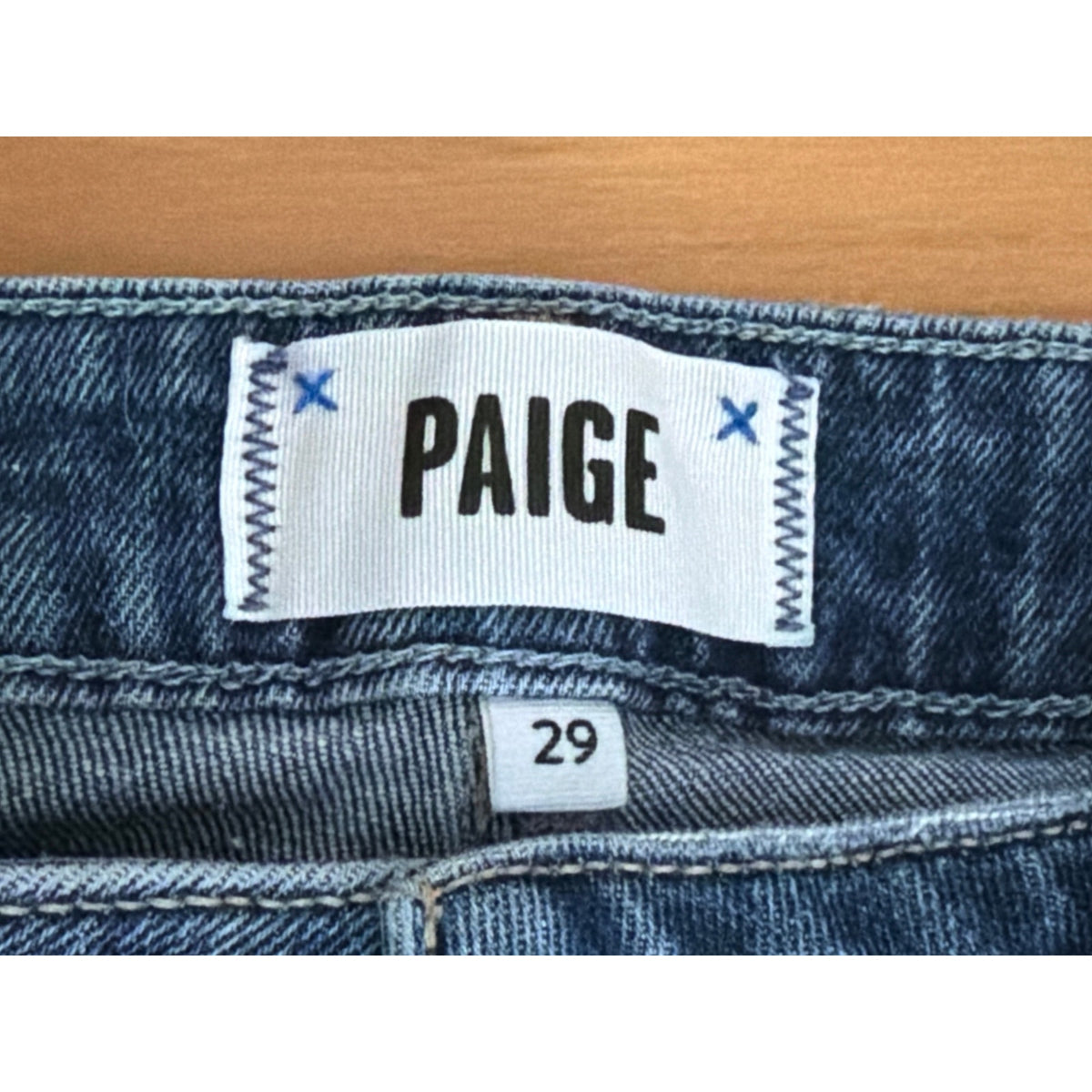 PAIGE Leenah Ankle Distressed Ripped Hem Mid Rise WIDE Leg Jeans Size 29
