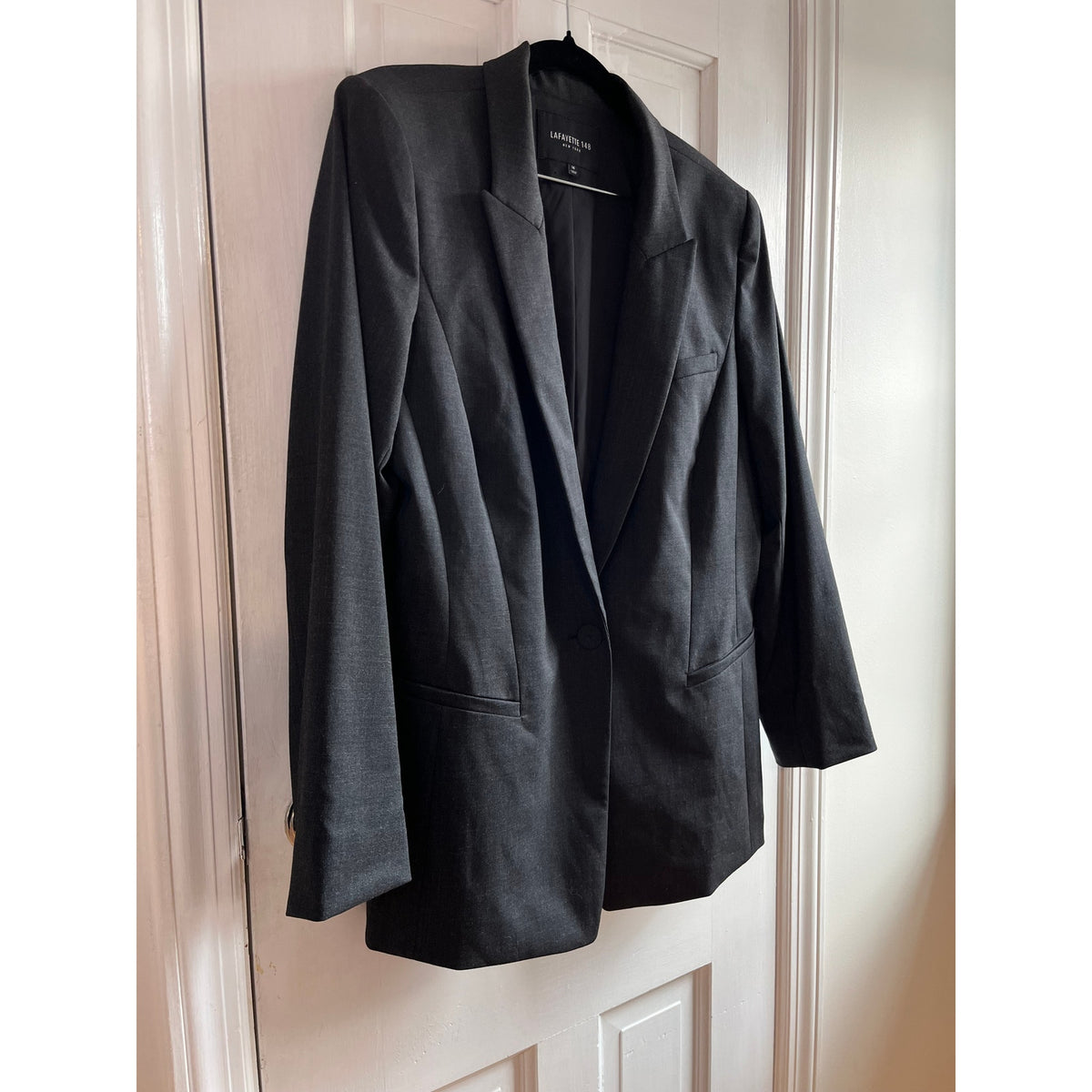Lafayette 148 New York 100% Virgin Wool Dark Grey Blazer 14 EUC