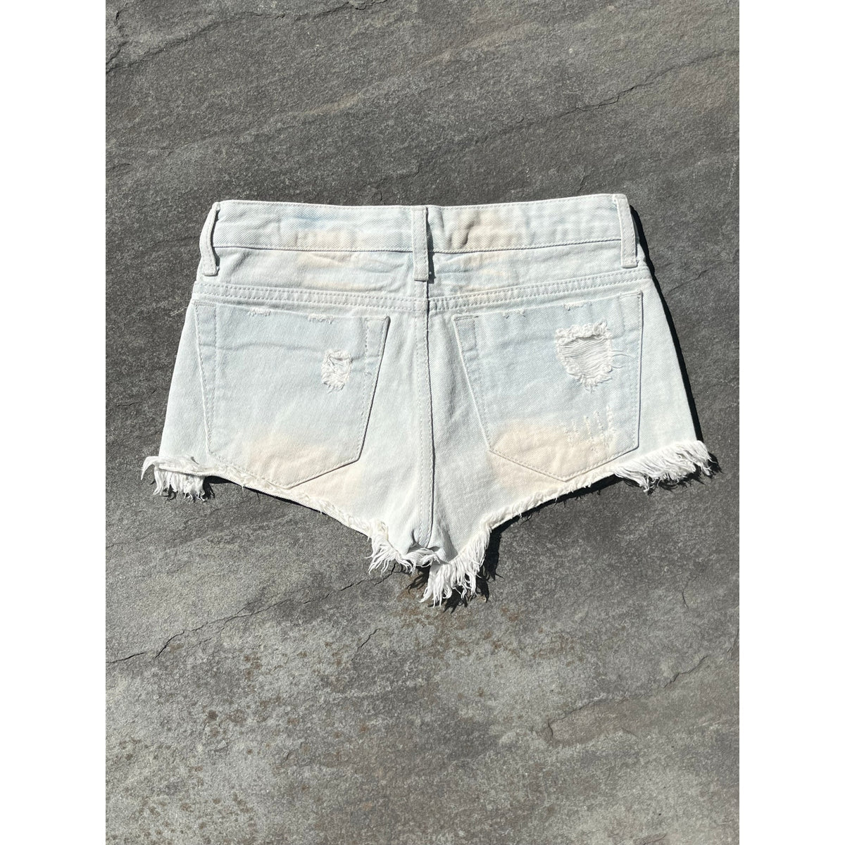 Vtg Lip Service Bleached Distressed Denim Shorts Y2K Low Rise Cut Offs 25 26