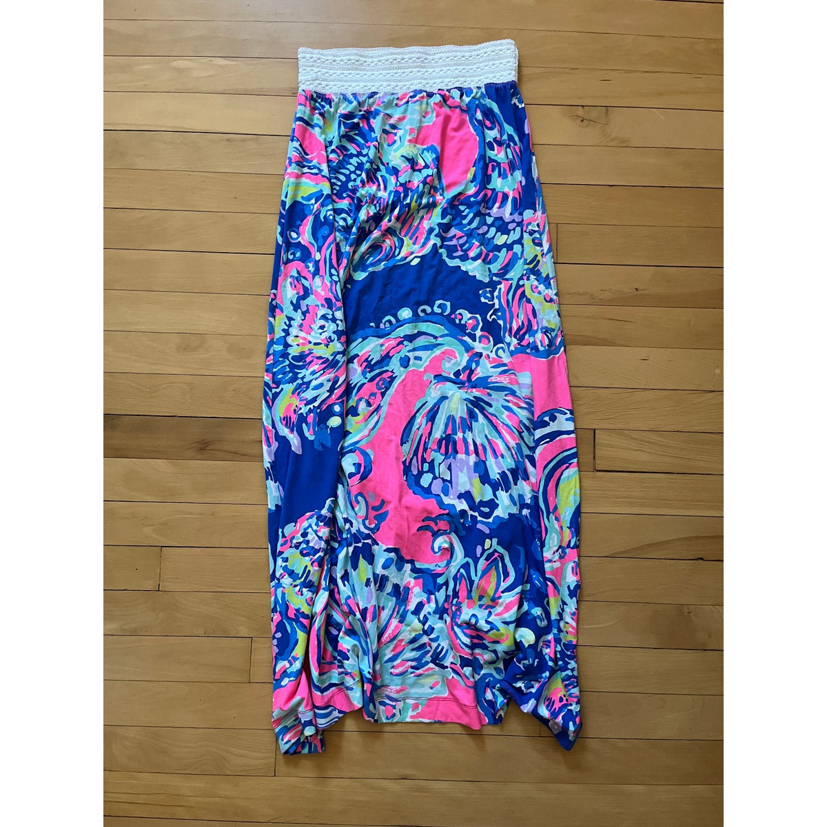 Lilly Pulitzer Nola Maxi Beach Skirt Gypsea Girl S Blue Pink Floral Boho Resort