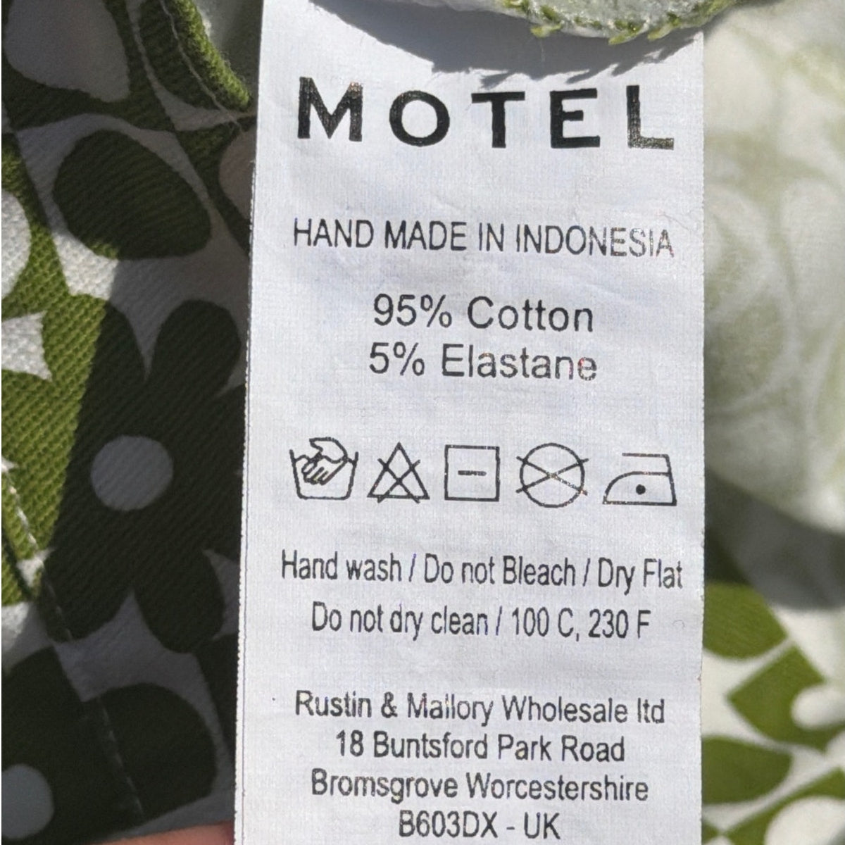 Motel Rocks Retro Floral Print Flare Pants Green White High Rise Sz XXS