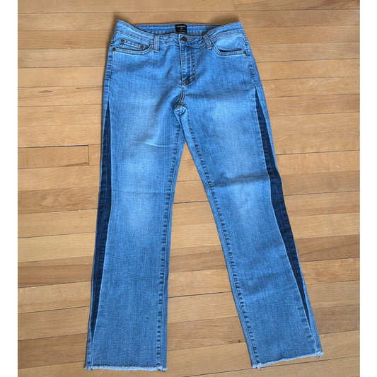 JustBlack Size 28 Duel Wash Cropped Straight Leg Distressed Hem Made In USA