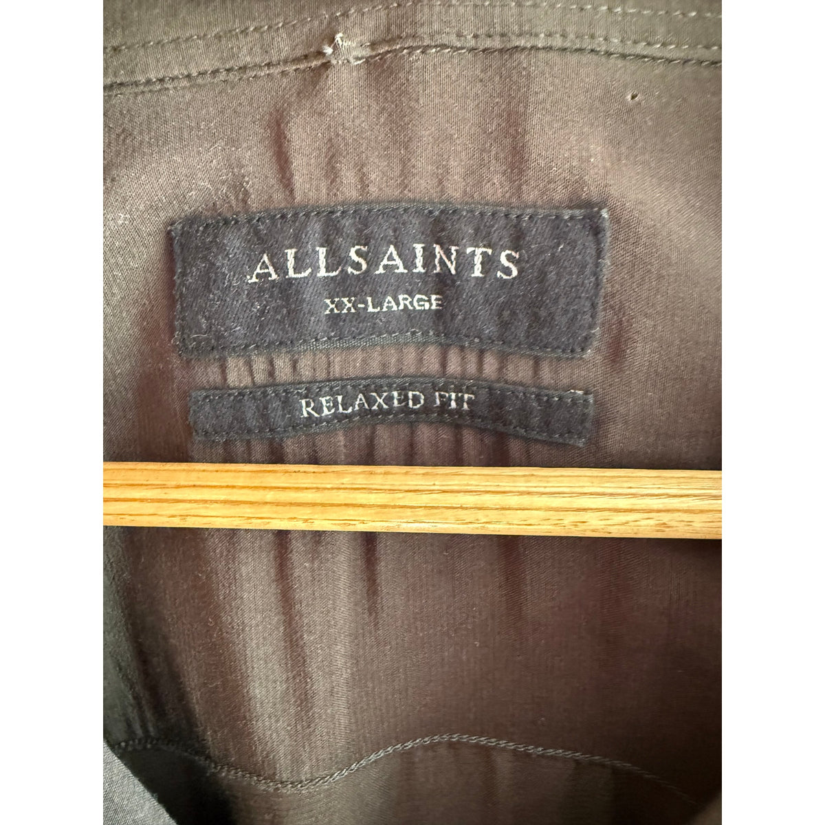 AllSaints Men's XXL Short Sleeve Button Down Shirt Gray/Green EUC Relaxed Fit