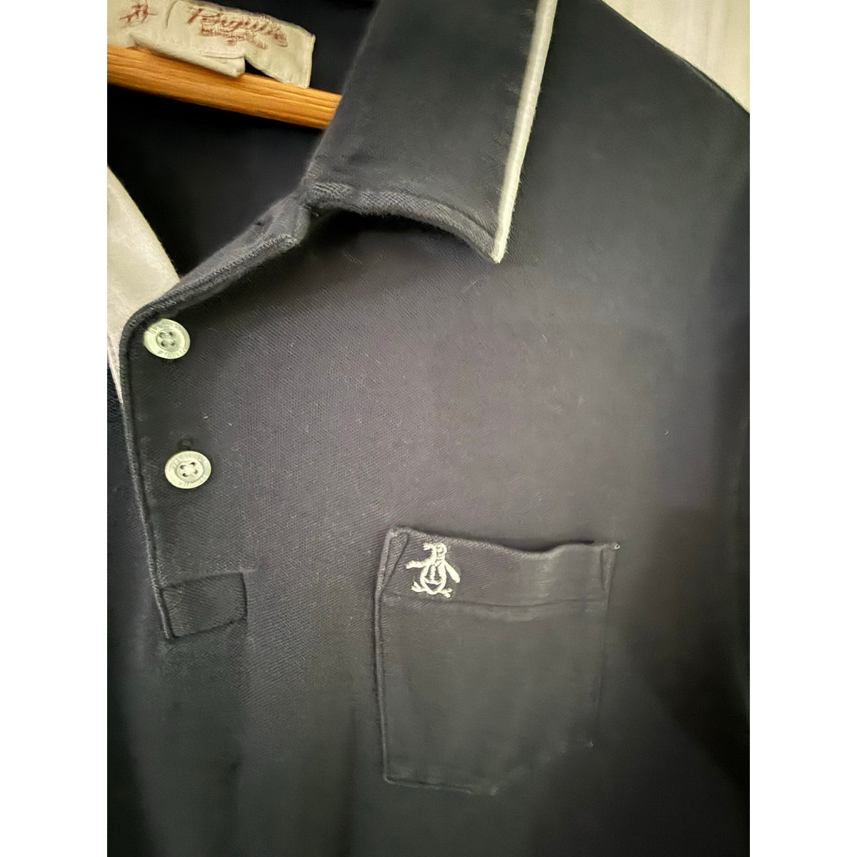 Original Penguin Heritage Slim Fit Pocket Polo Shirt Mens XL Black Contrast Trim