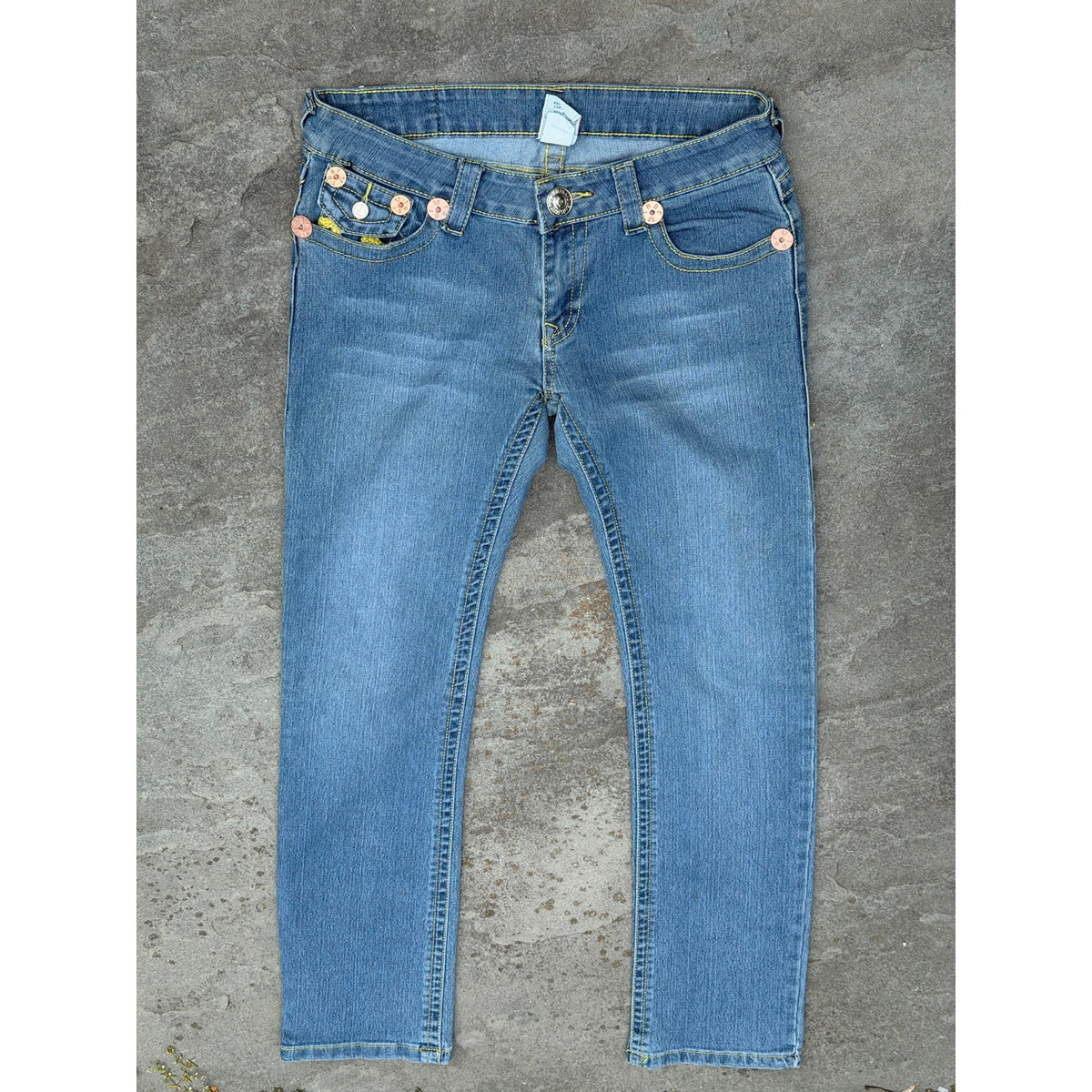 Vintage True Religion Flap Pocket Yellow Stitch Jeans Size 30