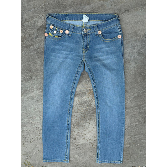 Vintage True Religion Flap Pocket Yellow Stitch Jeans Size 30