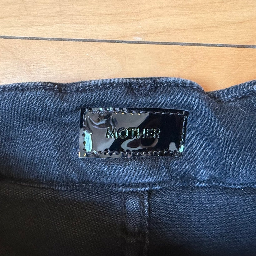 Mother The Looker High Waisted Skinny Jeans Not Guilty Black Size 24 EUC