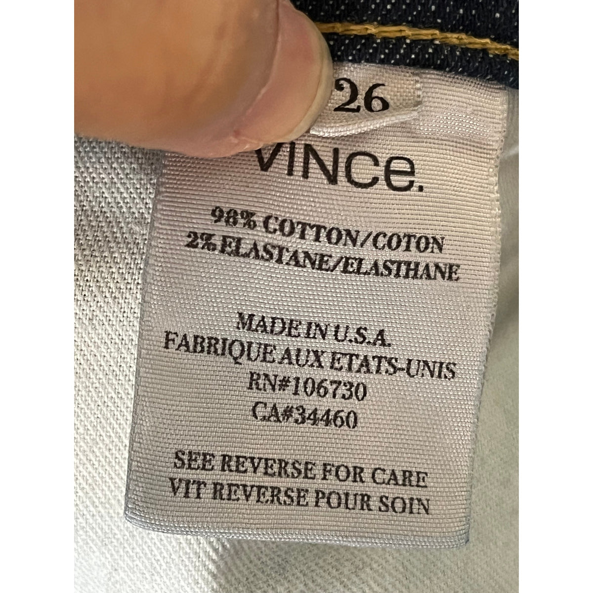 👖☕️ Vince Cropped Slacker Jeans Deep Vintage Wash Size 26 Relaxed Fit