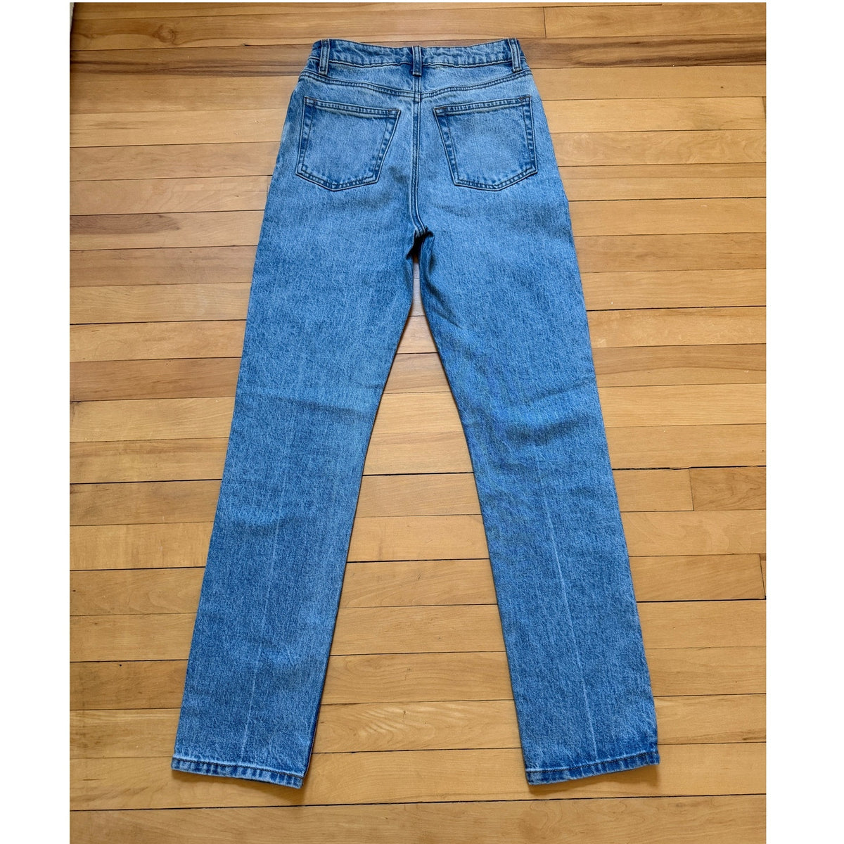 Reformation Liza Ultra High Rise Slim Straight Jeans Size 25 Malta Blue Wash EUC
