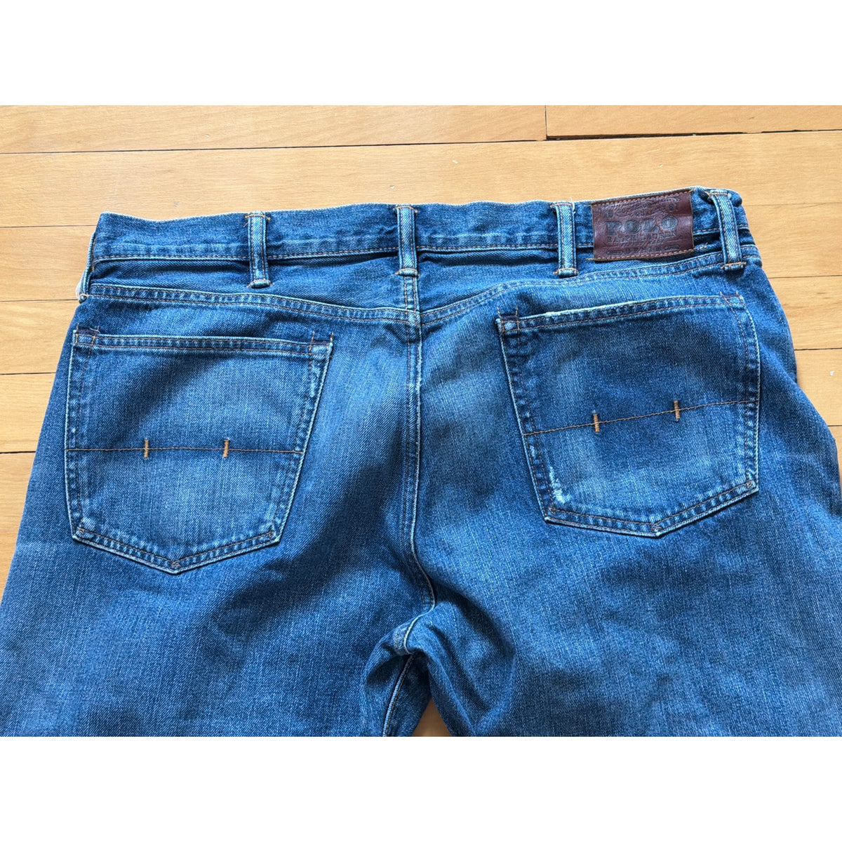 Vintage Polo Ralph Lauren Size 38 x 30  Blue Wide Leg Mens Jeans