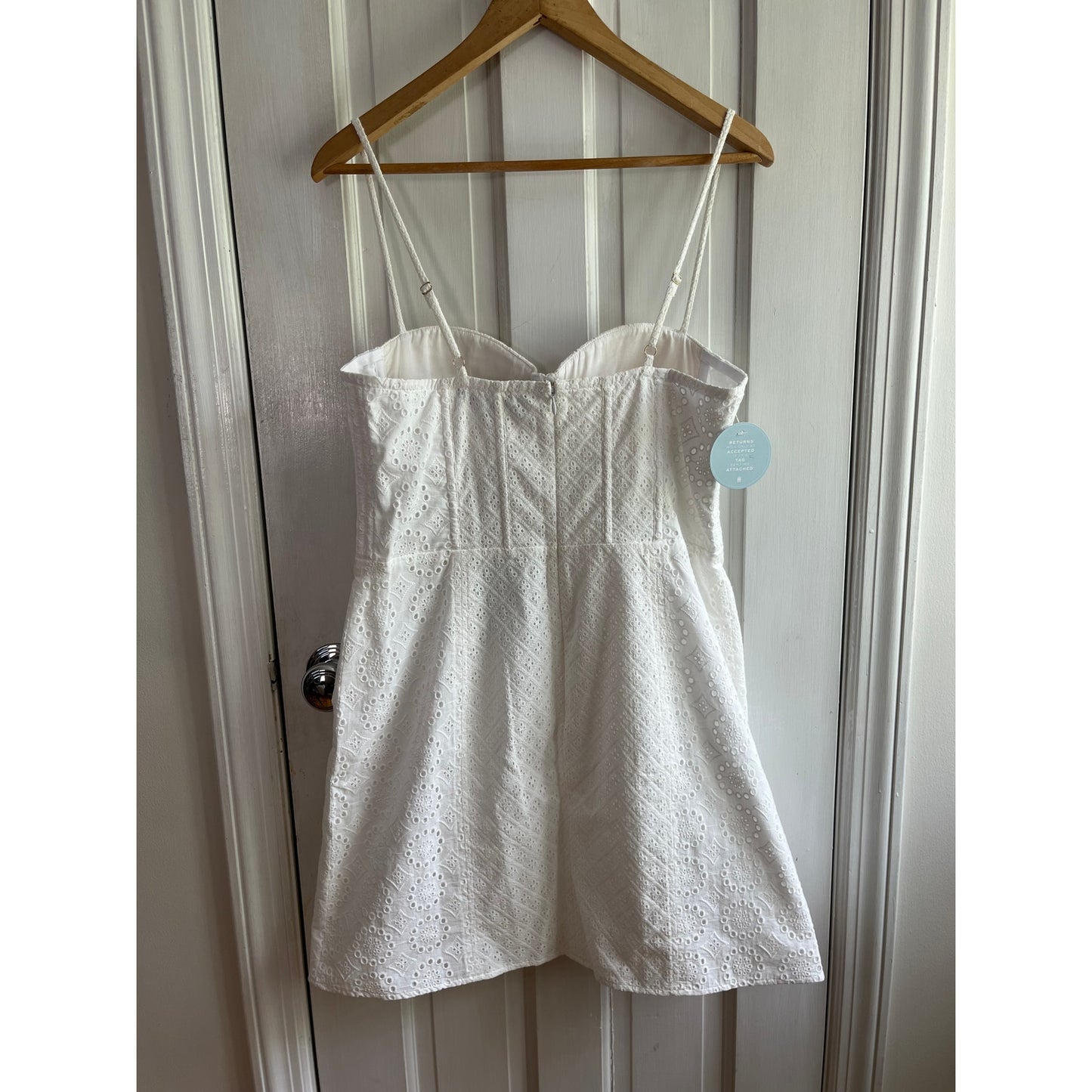 Hill House Home The Kitty Dress - White Eyelet Mini - Size Large - NWT