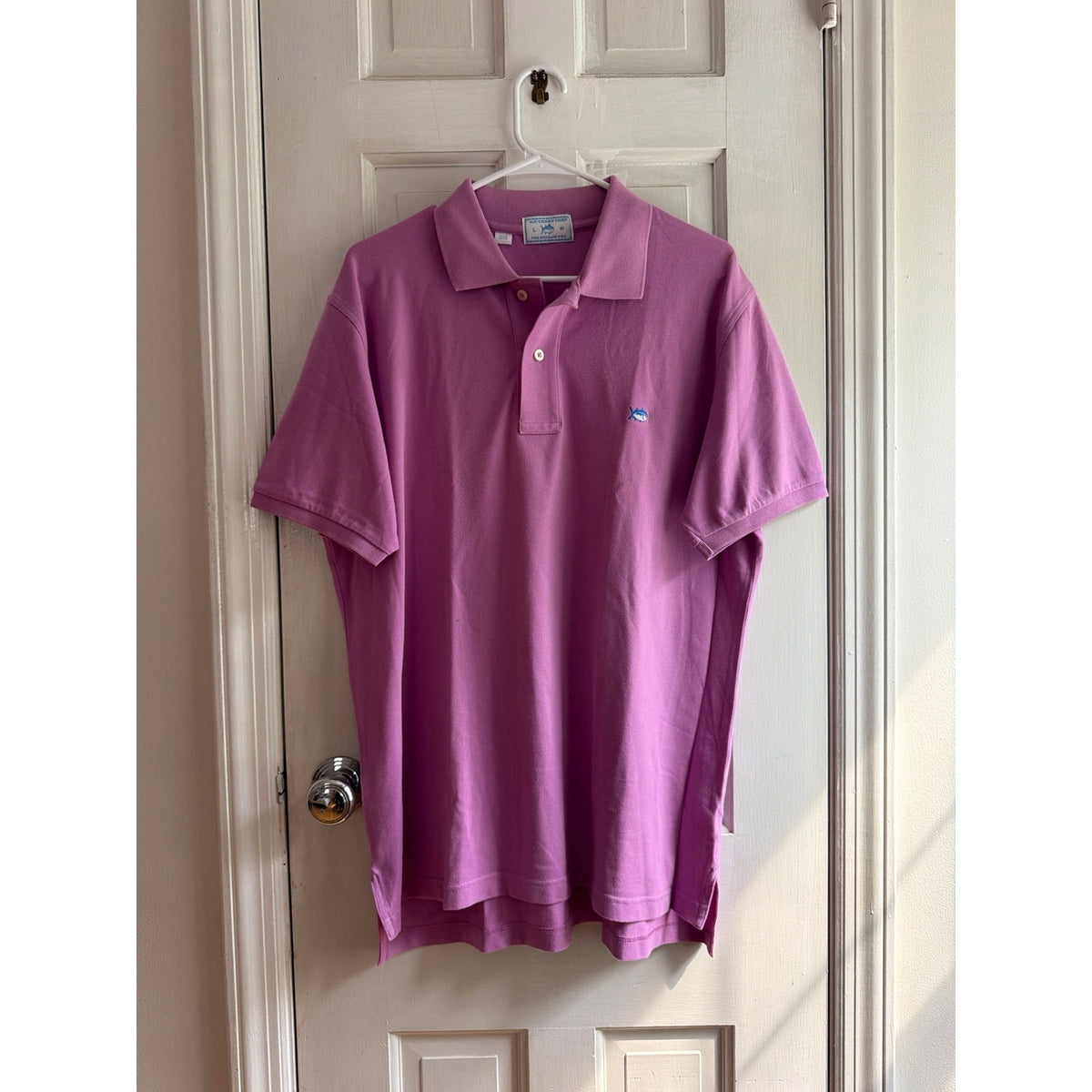 Southern Tide The Skipjack Polo Shirt Mens Large Pink Purple Embroidered