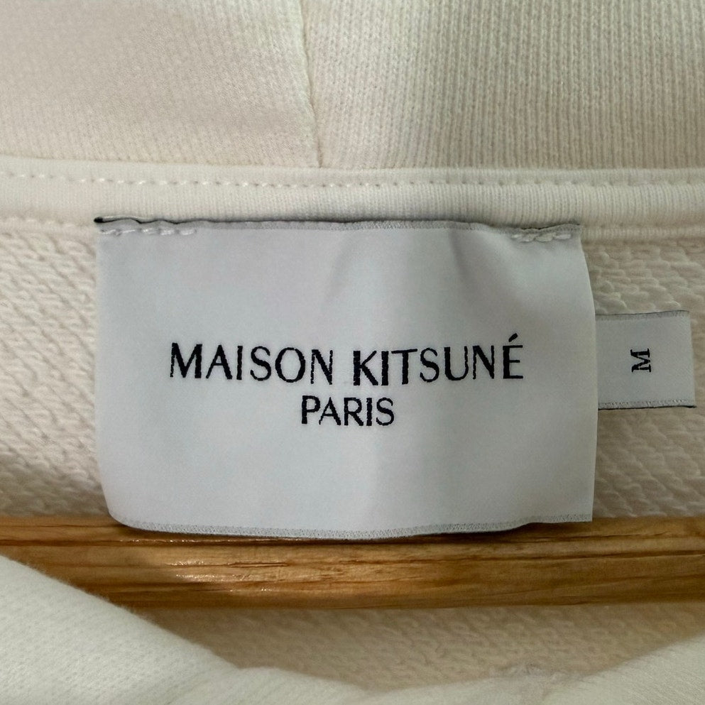 Maison Kitsune Fox Head Patch Classic Hoodie White Mens Medium M EUC