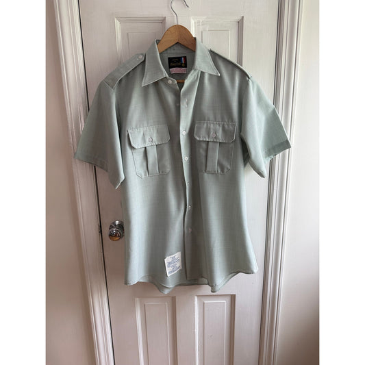 Vintage Flying Cross Pilot Uniform Shirt - Light Green - Size 17 - EUC