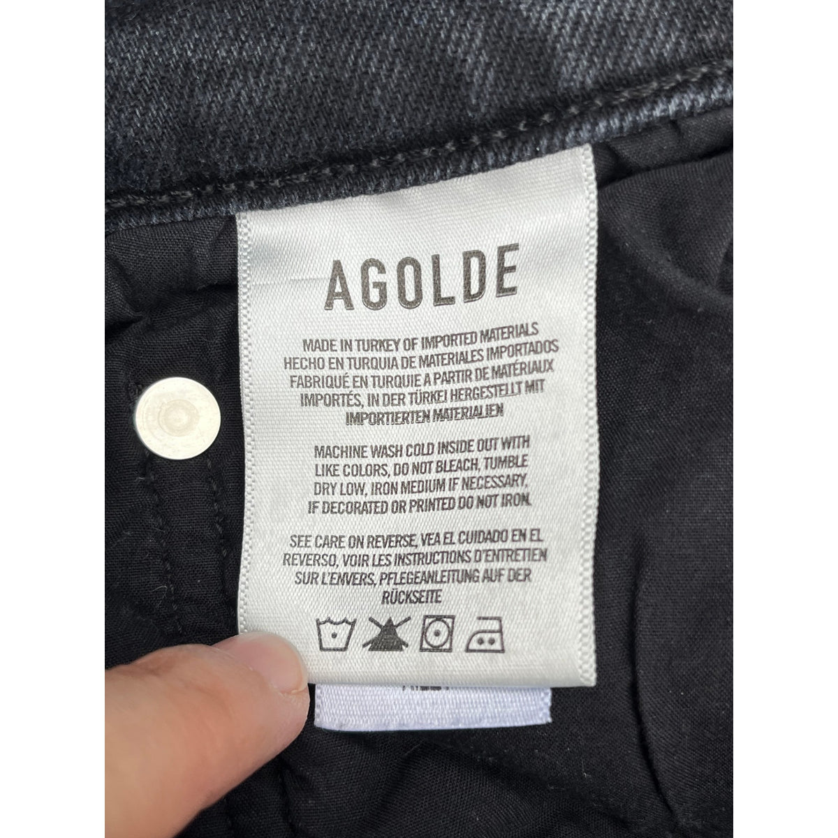 AGOLDE Riley High Rise Straight Crop Black Jeans Size 29 Panoramic