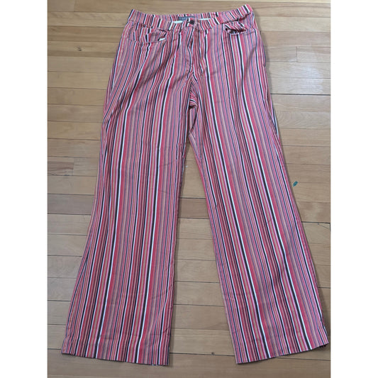Kenar Size 10 Pink Brown Yellow White Stripe Womans Straight Leg Pants