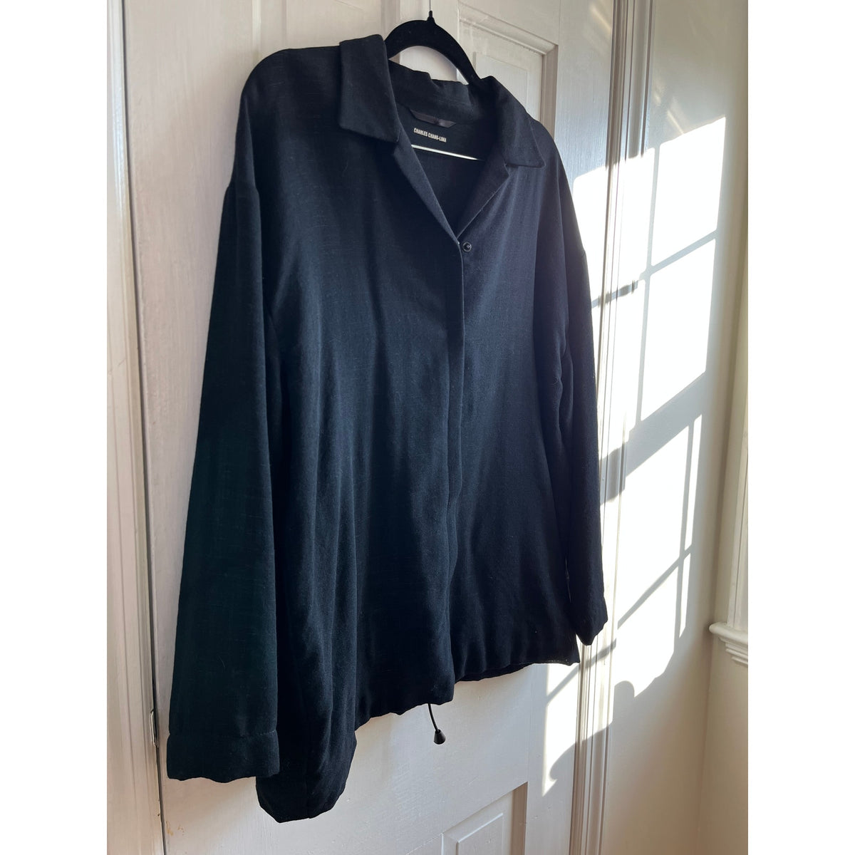 Charles Chang-Lima Vintage Wool Blend Snap Front Jacket Grey Hatch M/L