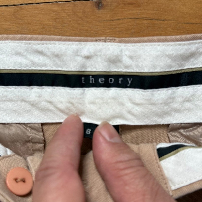 Theory Luke Stretch Canvas Chino Pants Women's Size 8 Khaki EUC