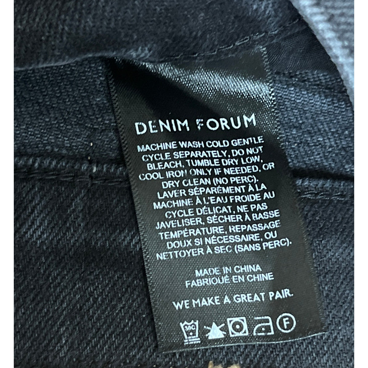 Denim Forum The Arlo High Rise Straight Trouser Jeans 27W/28L Black EUC