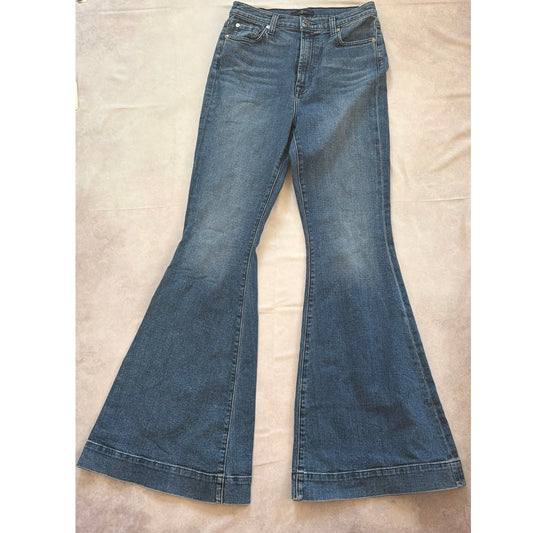7 For All Mankind High-Rise Black Faux Leather Split Hem Pants Size Small