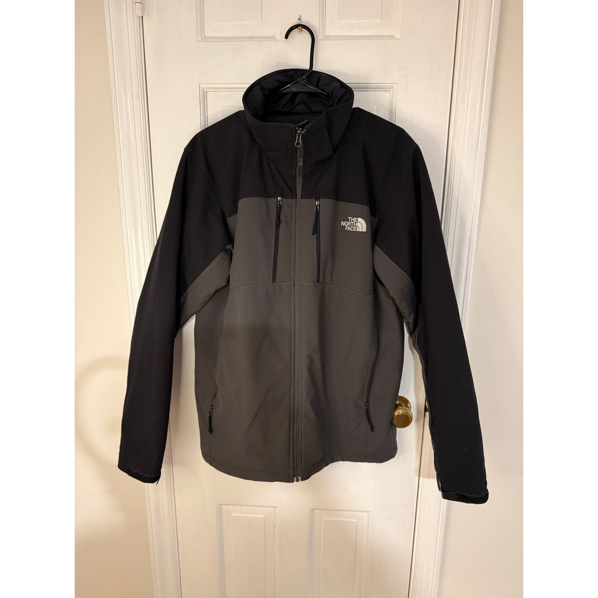 Northface Men's Black/Gray Jacket with hood- Medium