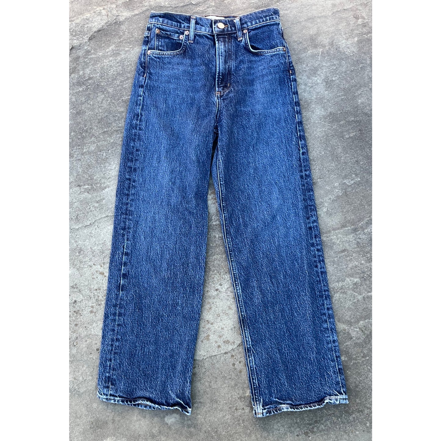 AGOLDE Riley High Rise Straight Crop Jeans Dimension Dark Medium Wash 25