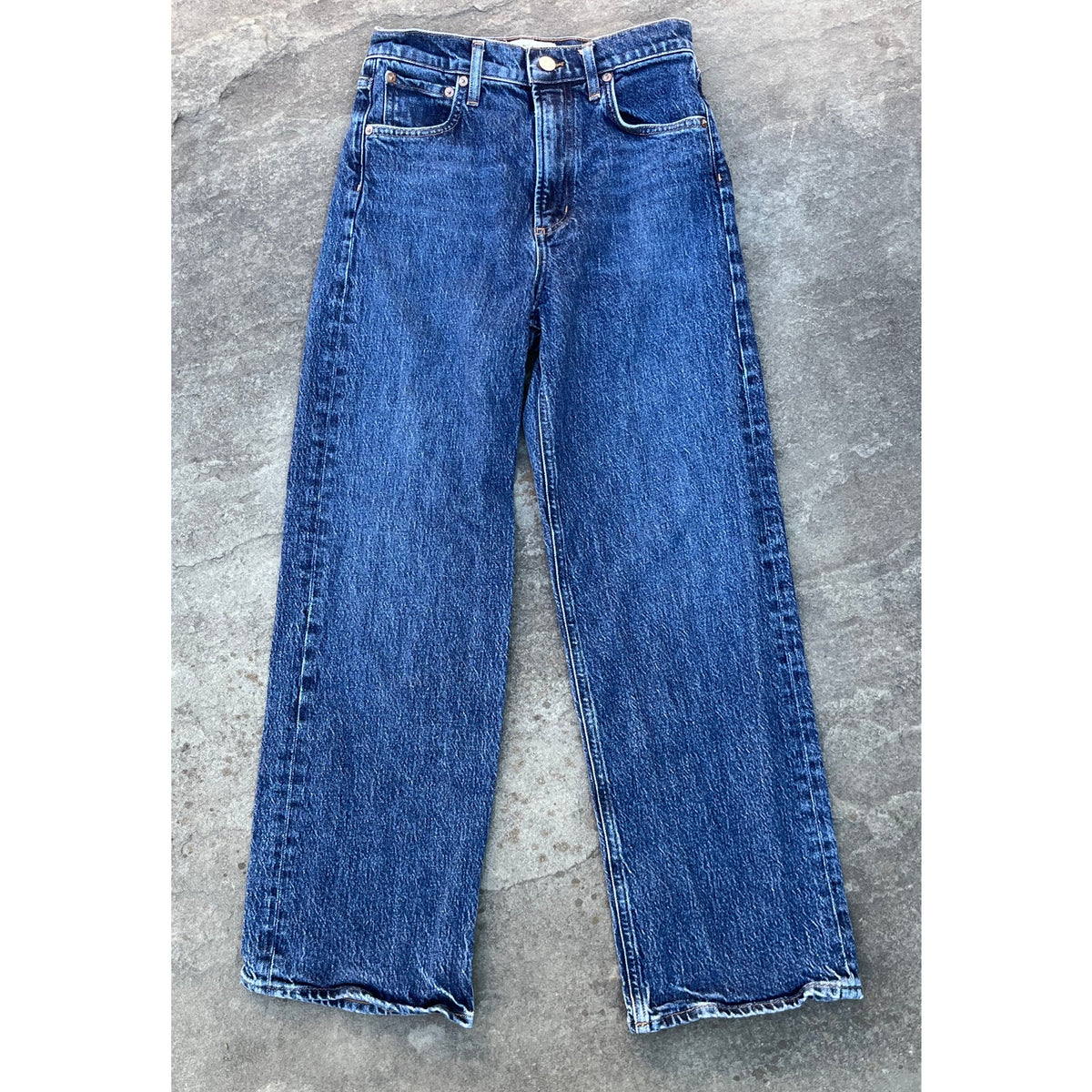 AGOLDE Riley High Rise Straight Crop Jeans Dimension Dark Medium Wash 25