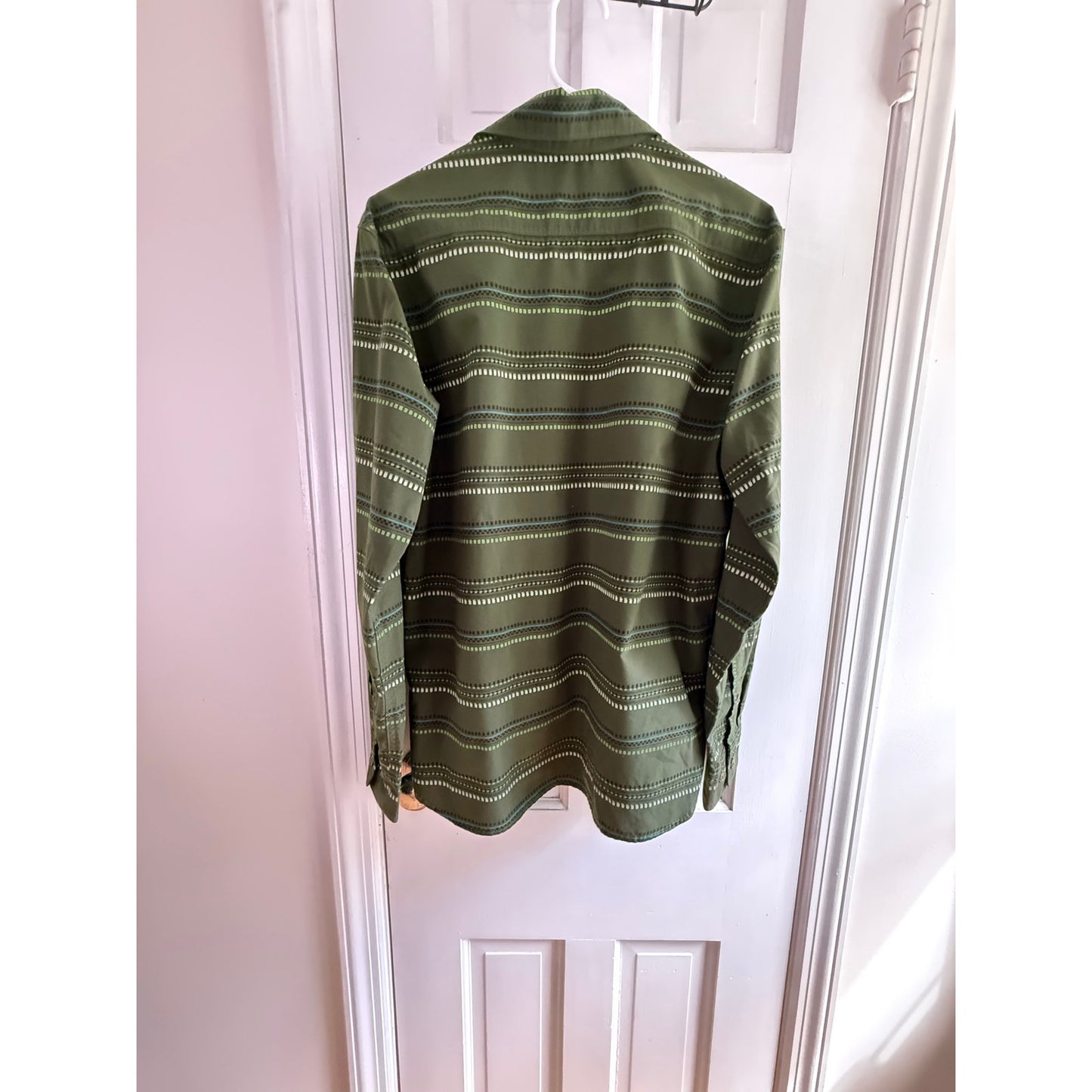 The North Face Men Small Green Western Pearl Snap Button Down Shirt EUC Outdoor