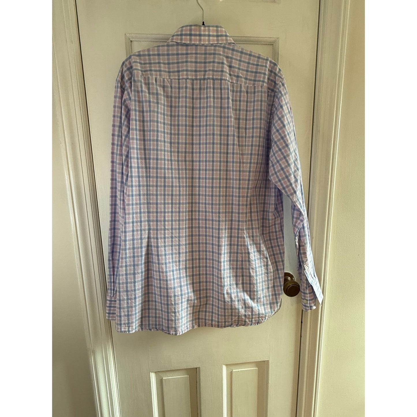 Hugo Boss "Sharp Fit"  dress shirt a pink/blue plaid Sz16.5